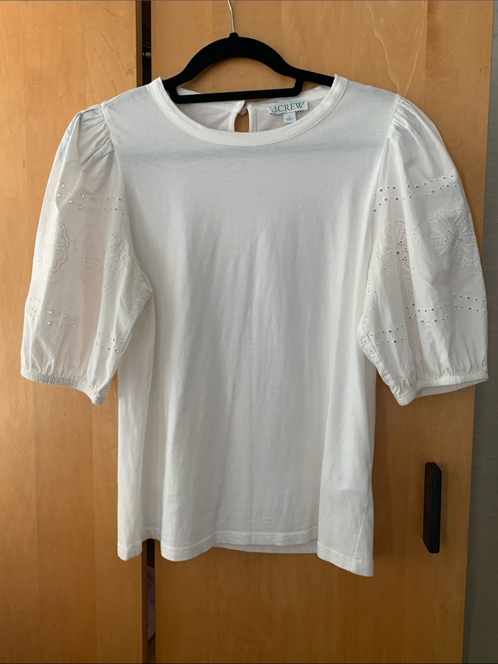 J. Crew White Eyelet Puff Sleeve Top